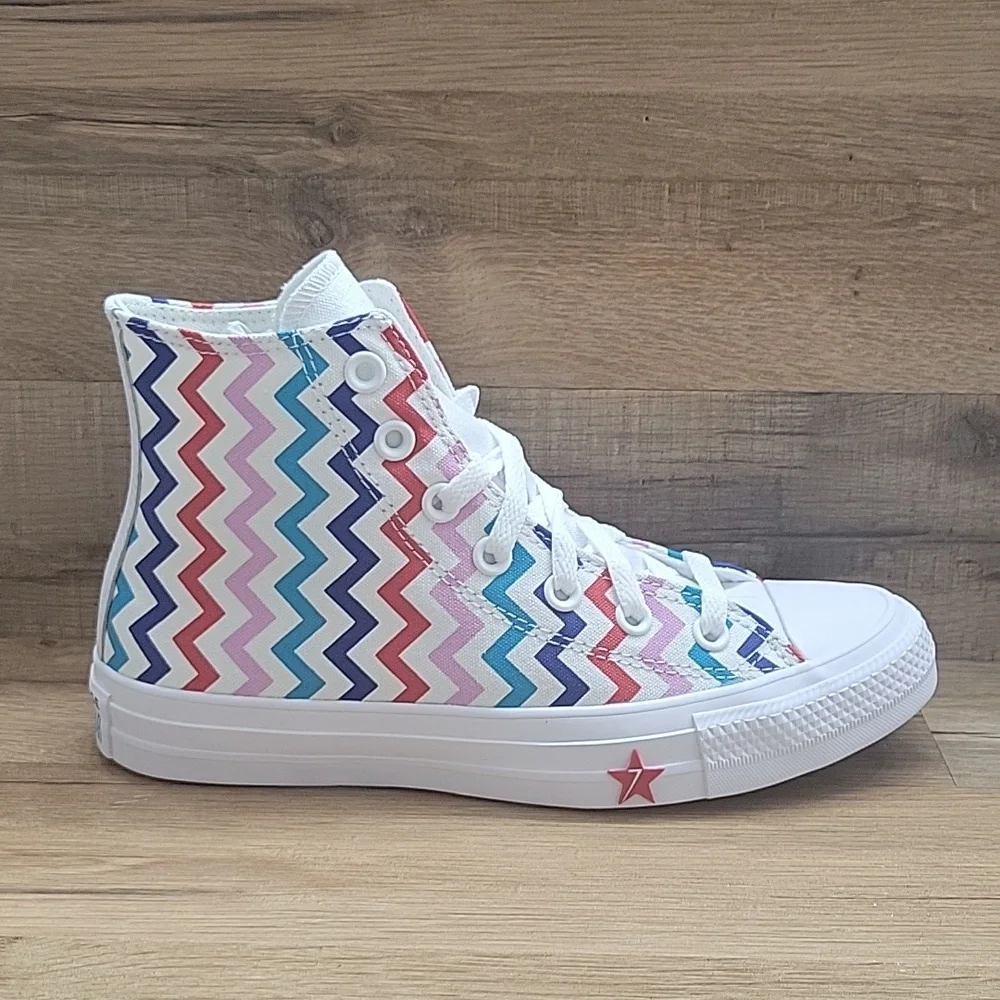 Converse High-Top Sneakers with Colorful Zigzag Pattern